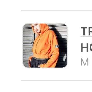 LF Brand Trumpet Sleeve Cropped Hoodie-  orange